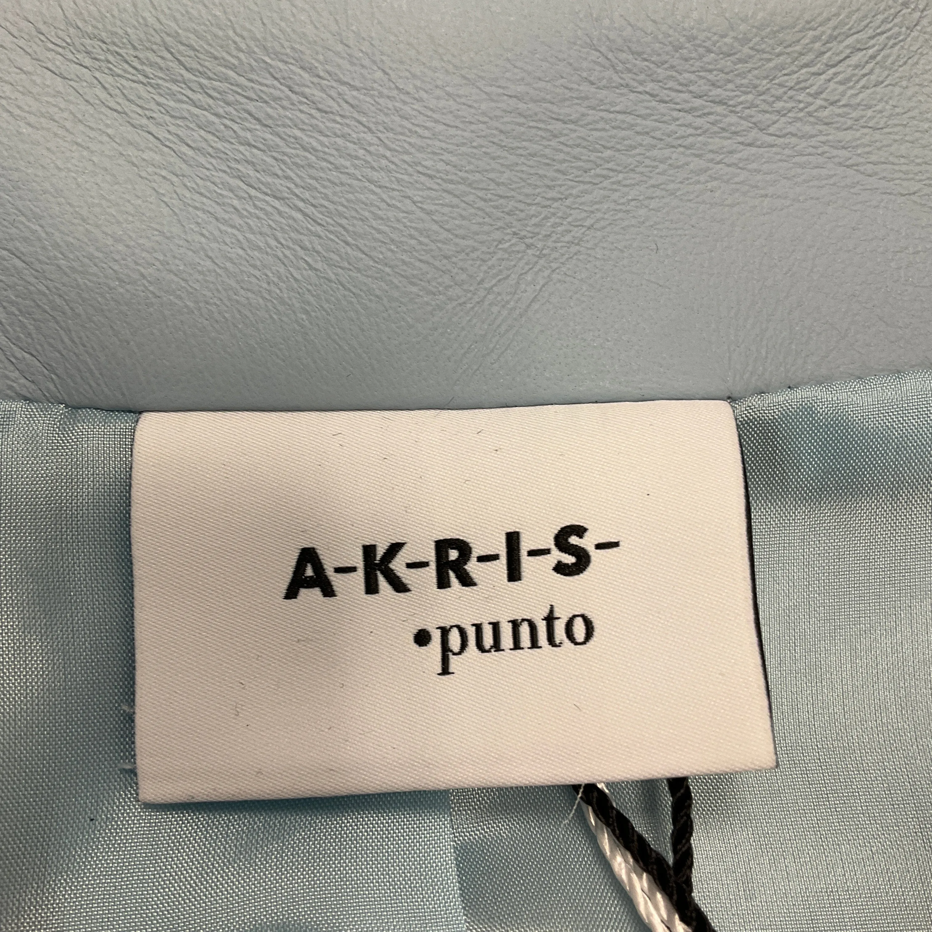 Akris Punto Pale Denim Lambskin Nappa Leather Jacket