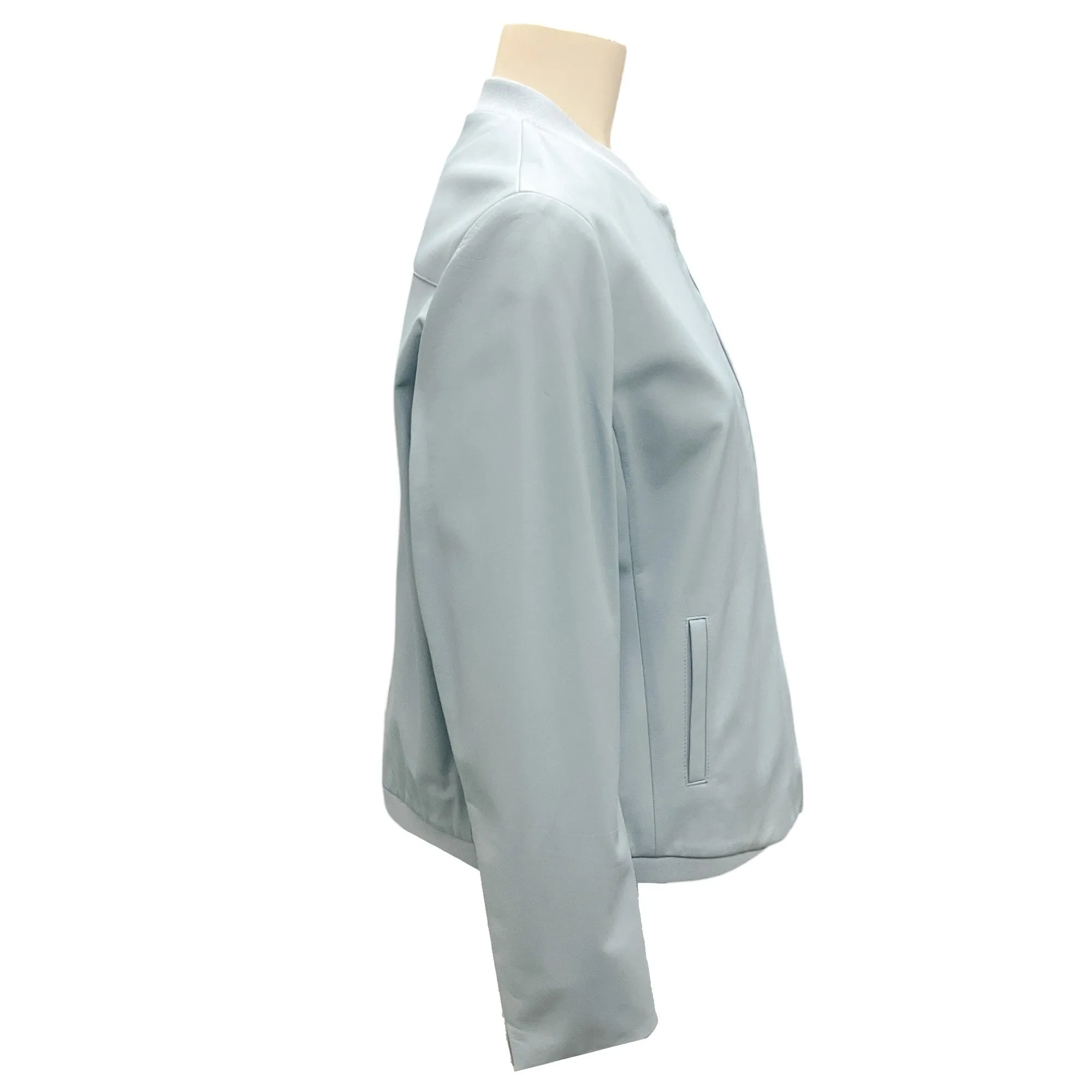 Akris Punto Pale Denim Lambskin Nappa Leather Jacket