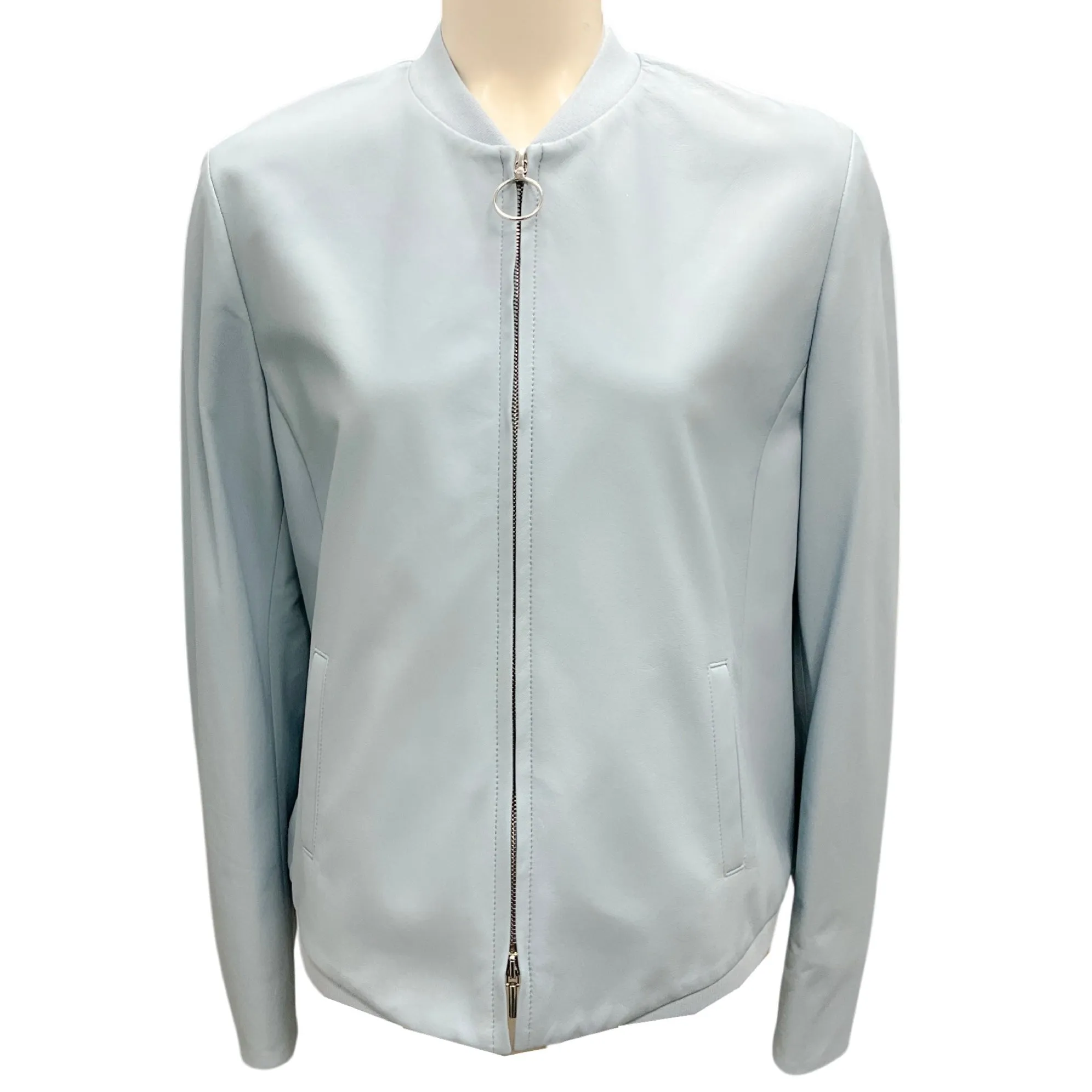 Akris Punto Pale Denim Lambskin Nappa Leather Jacket