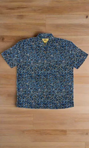Bamboo Men's Shirt Aboriginal Art Bush Banana Blue