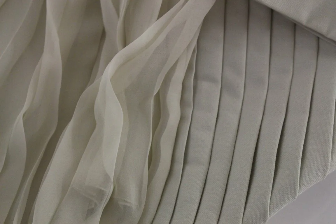 Beige Cotton Pleated Silk Coat