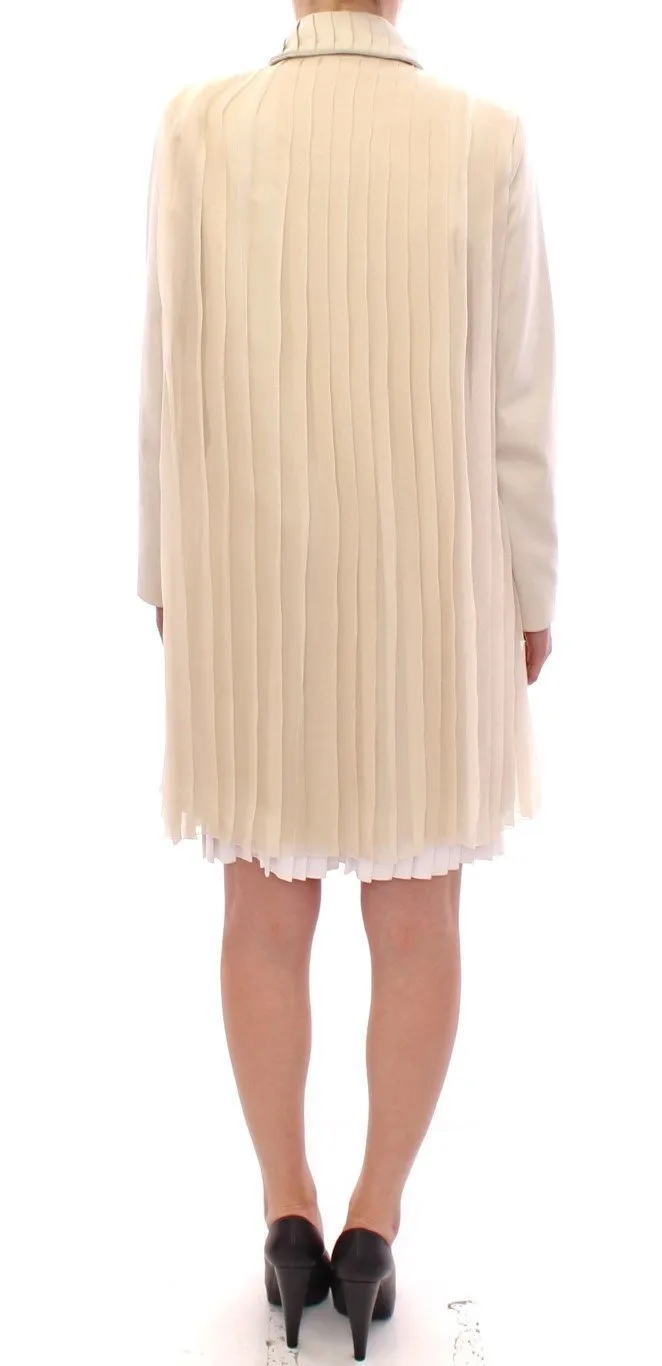 Beige Cotton Pleated Silk Coat