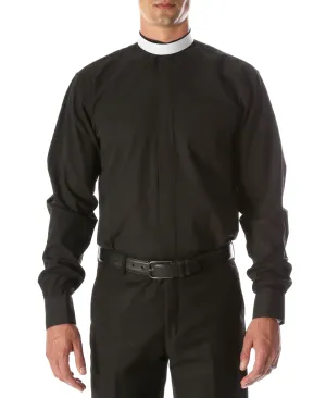 Black Mandarin Collar Clergy Shirt with FULL CIRCLE TAB