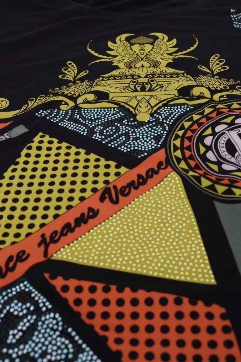 Black Stretch Baroque Print T-Shirt