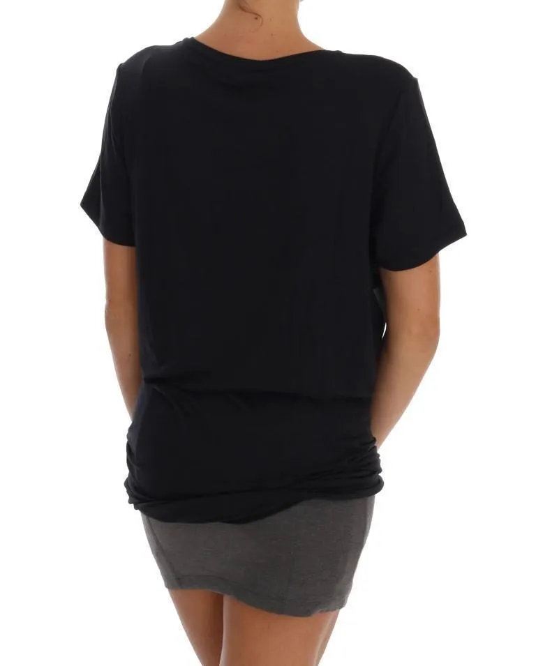 Black Stretch Baroque Print T-Shirt