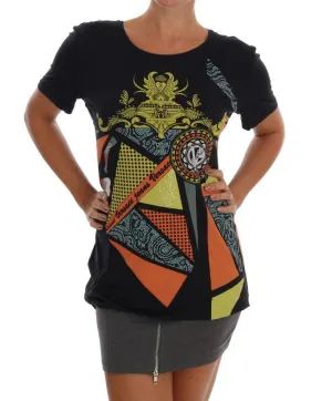 Black Stretch Baroque Print T-Shirt
