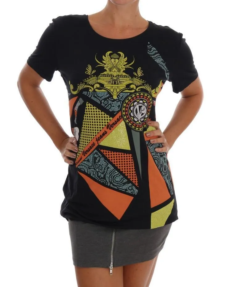 Black Stretch Baroque Print T-Shirt