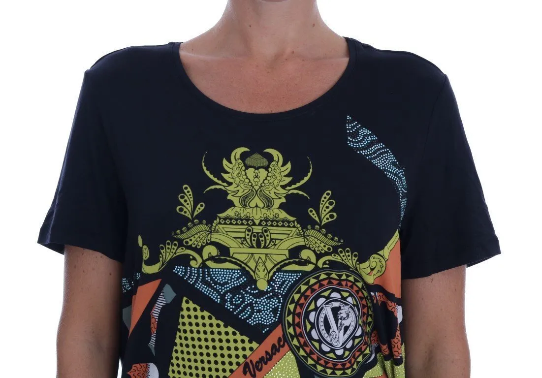 Black Stretch Baroque Print T-Shirt