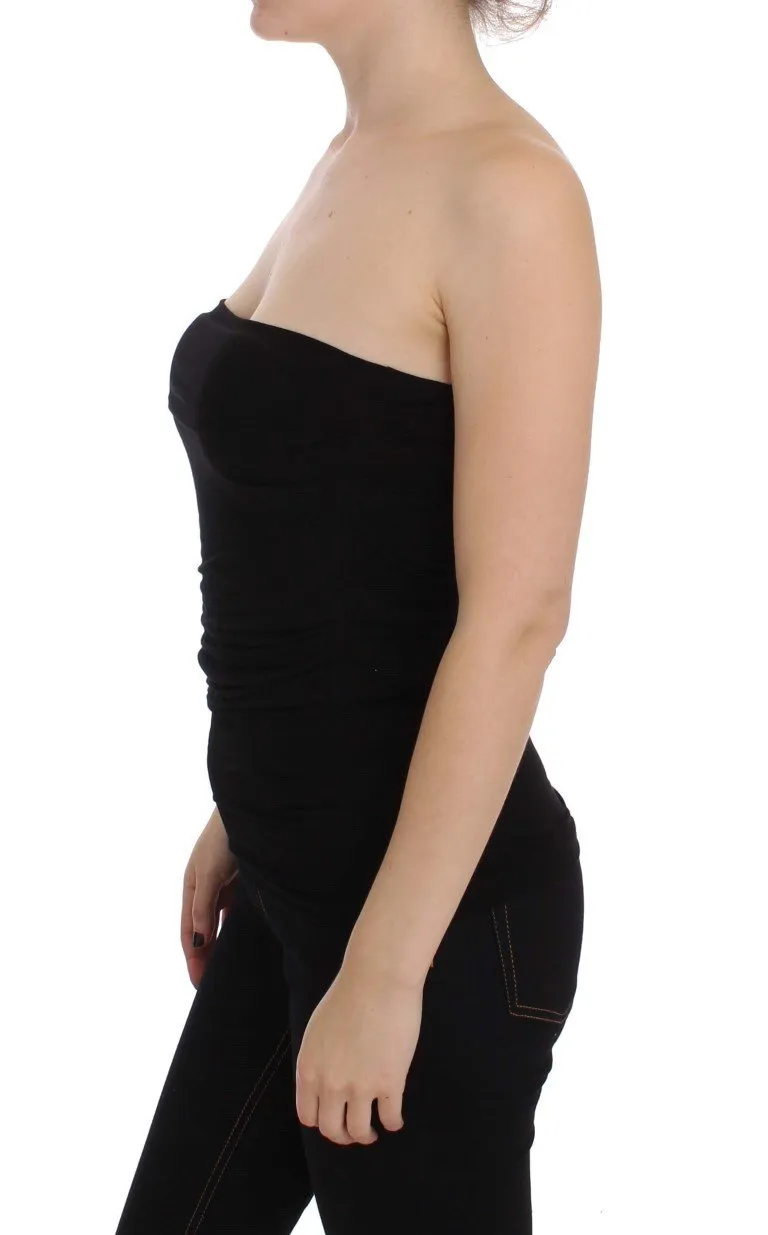 Black Stretch Bustier Top