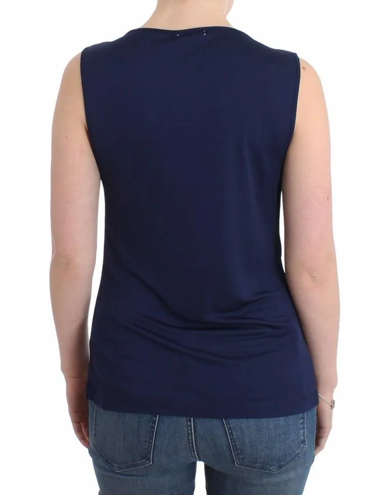 Blue top sleeveless blouse