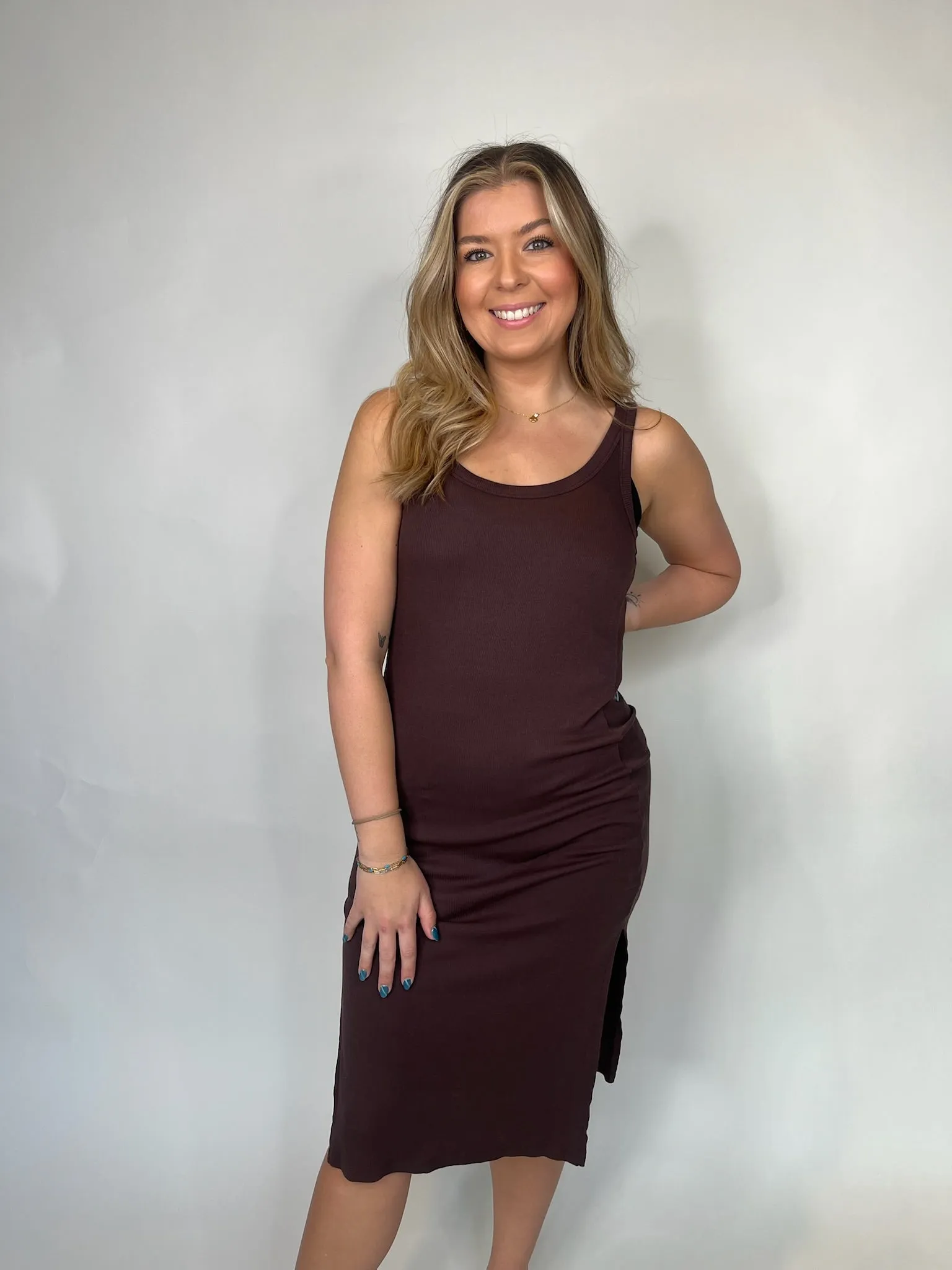 Bobi Midi Tank Dress With Slits