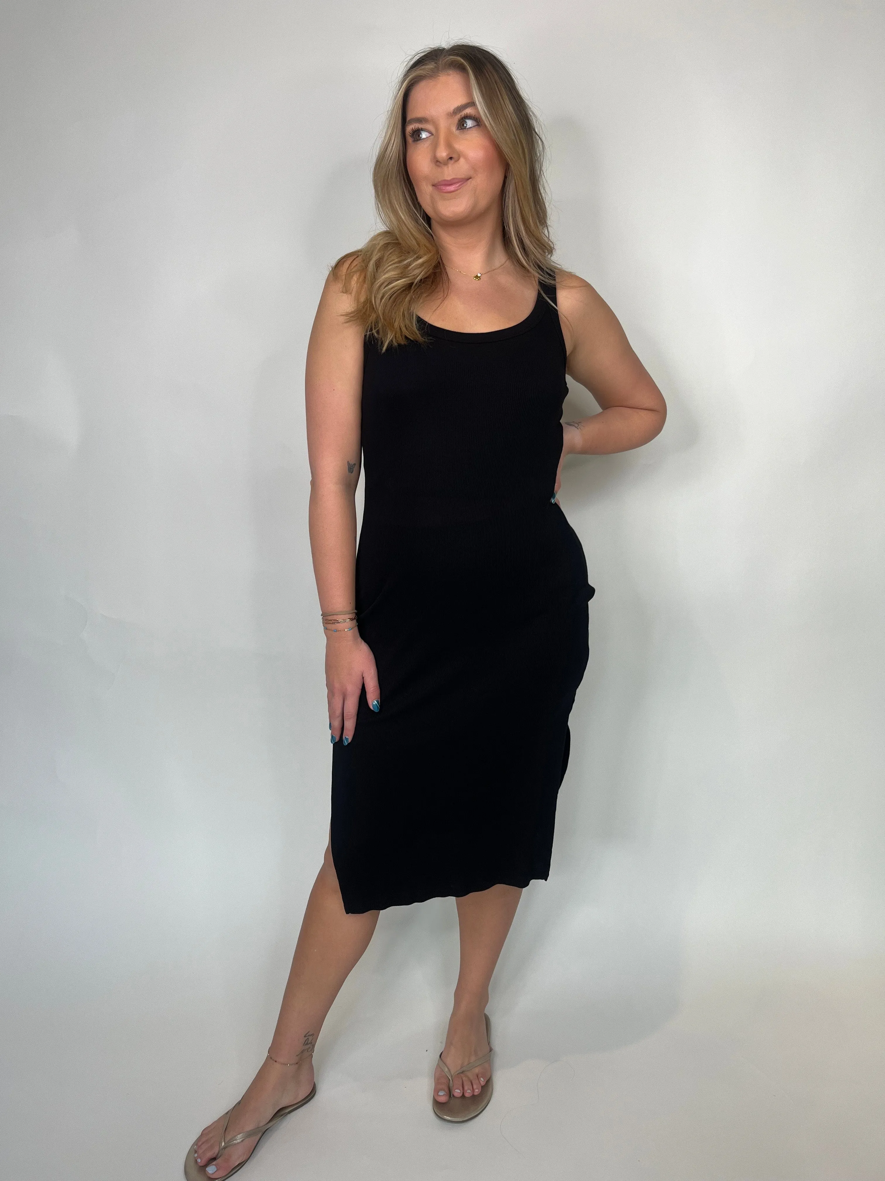 Bobi Midi Tank Dress With Slits