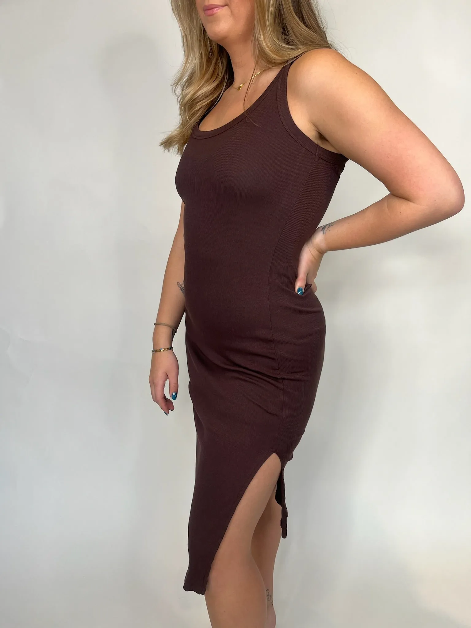 Bobi Midi Tank Dress With Slits