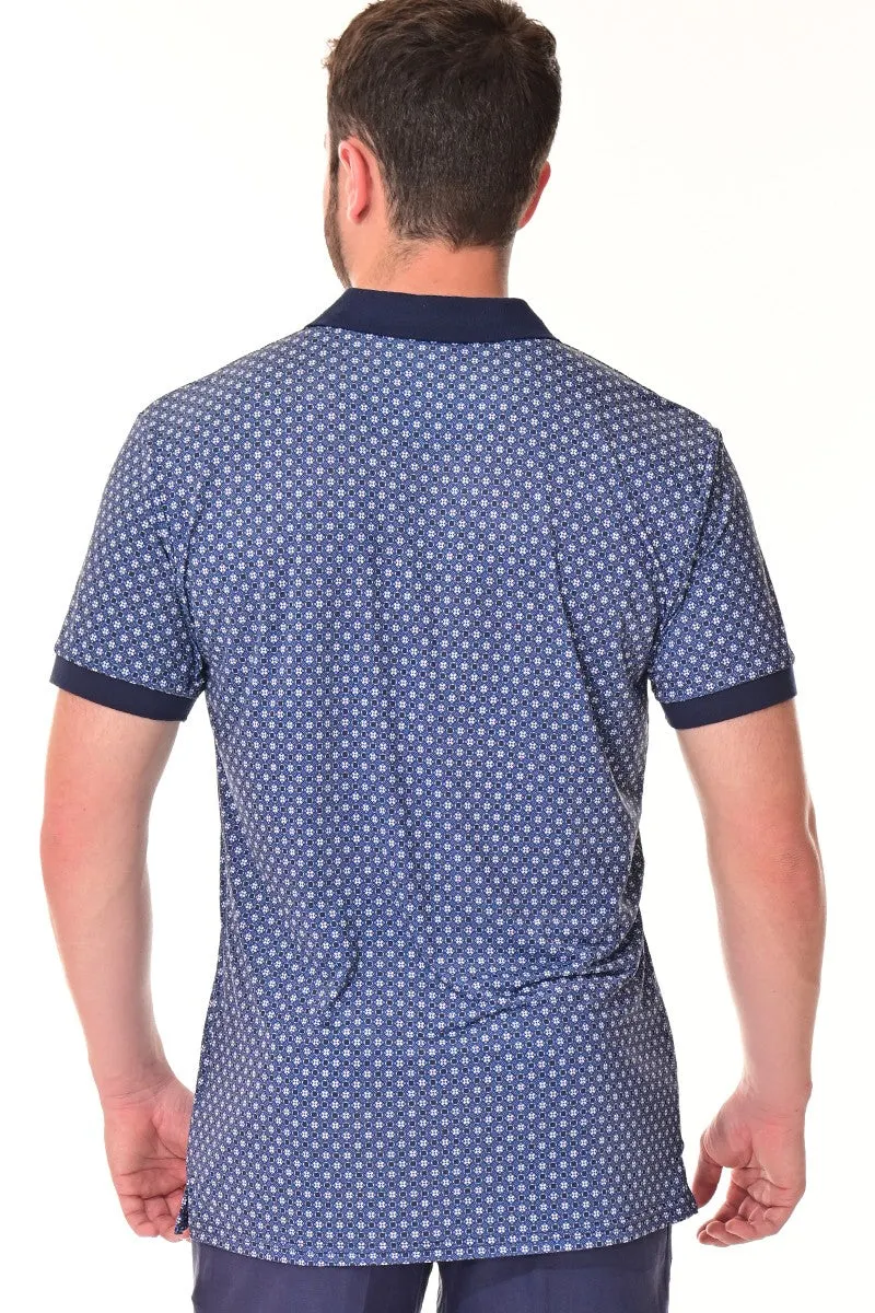 Brayden Men's Quick Dry Printed Polo - Navy