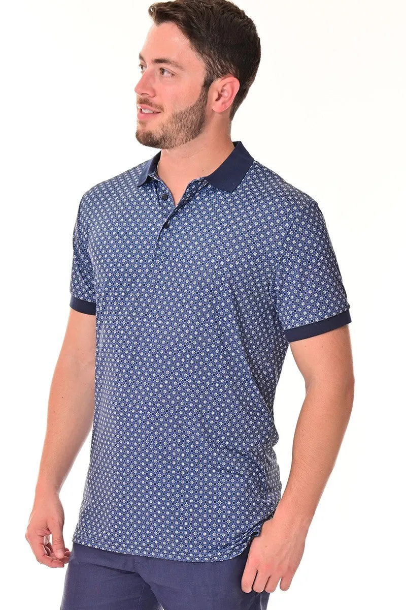 Brayden Men's Quick Dry Printed Polo - Navy
