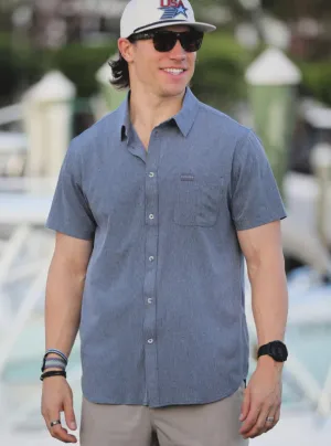 Burlebo Dark Heather Grey Performance Button Up