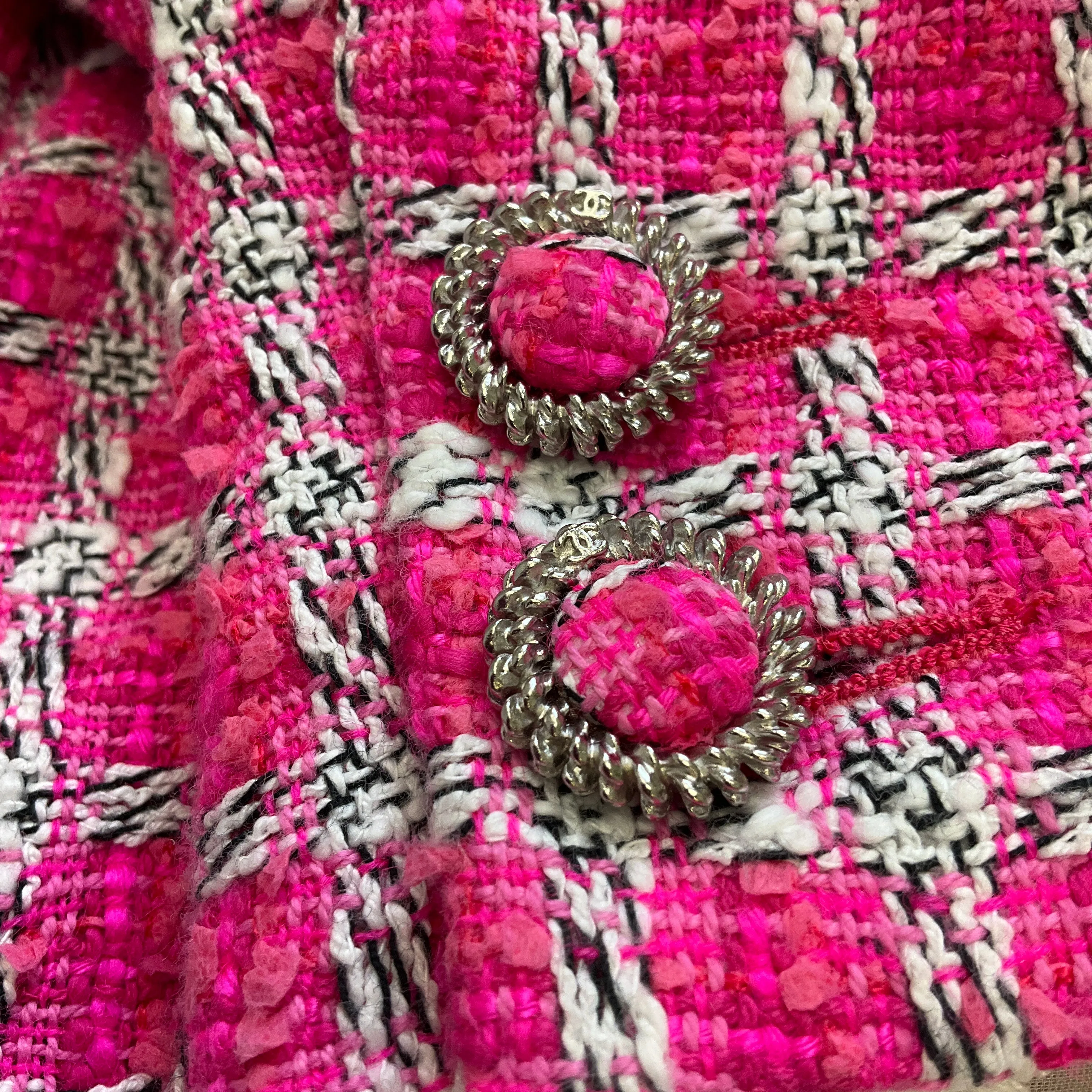 Chanel Summer Pink / White 2019 Belted Lace Trim Detail Lesage Tweed Jacket