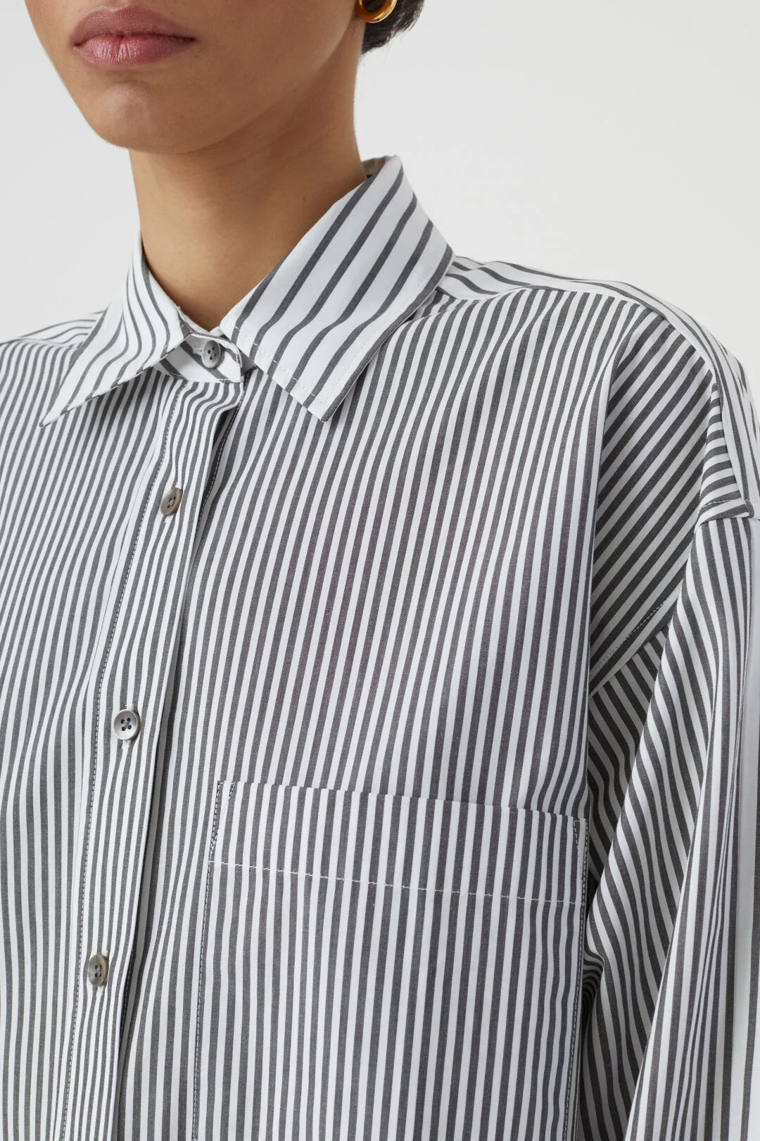 CLOSED WOMENS PATCHWORK SHIRT BLOUSE - CHARCOAL