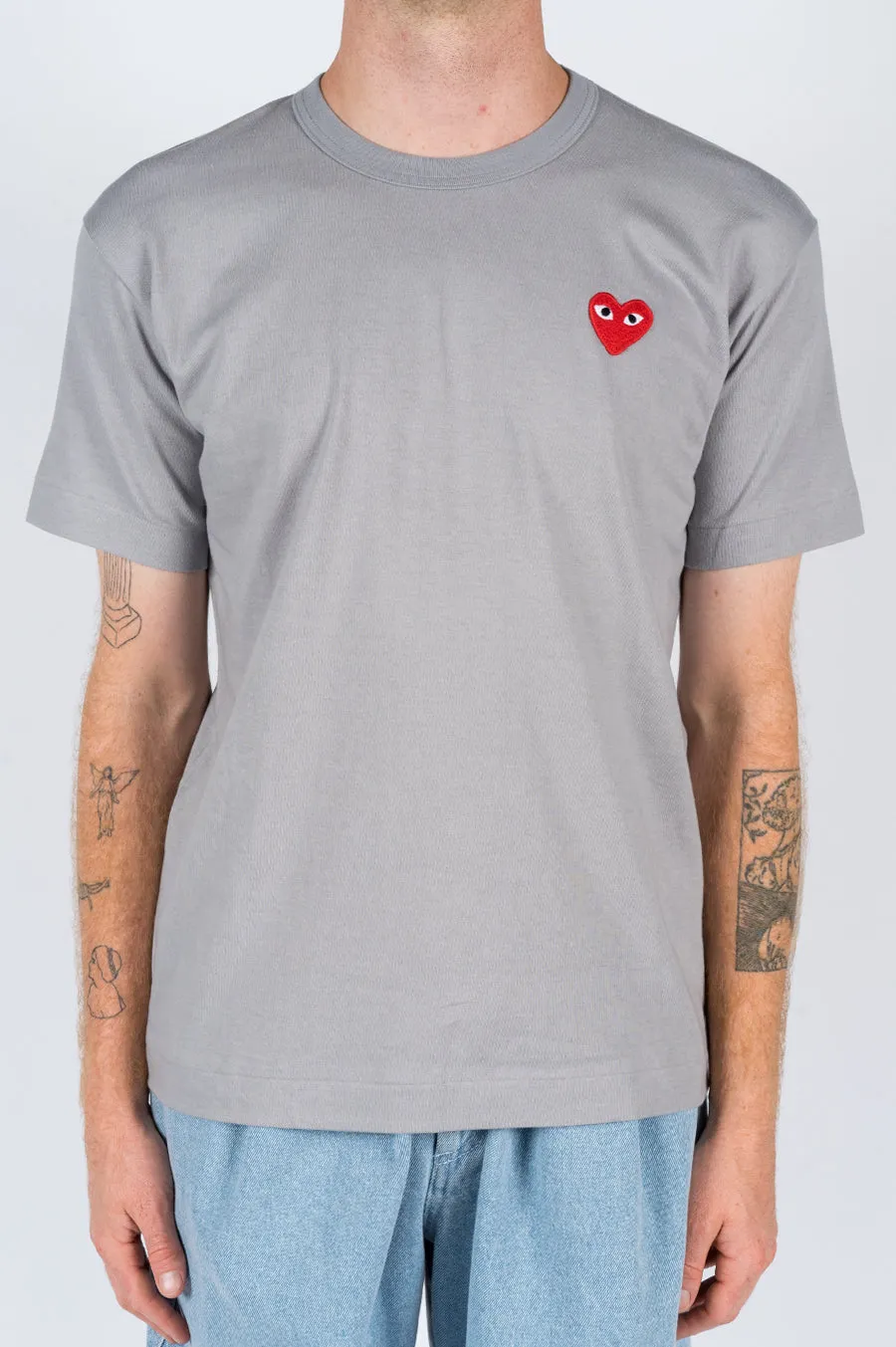 COMME DES GARCONS PLAY SS TSHIRT RED HEART GREY