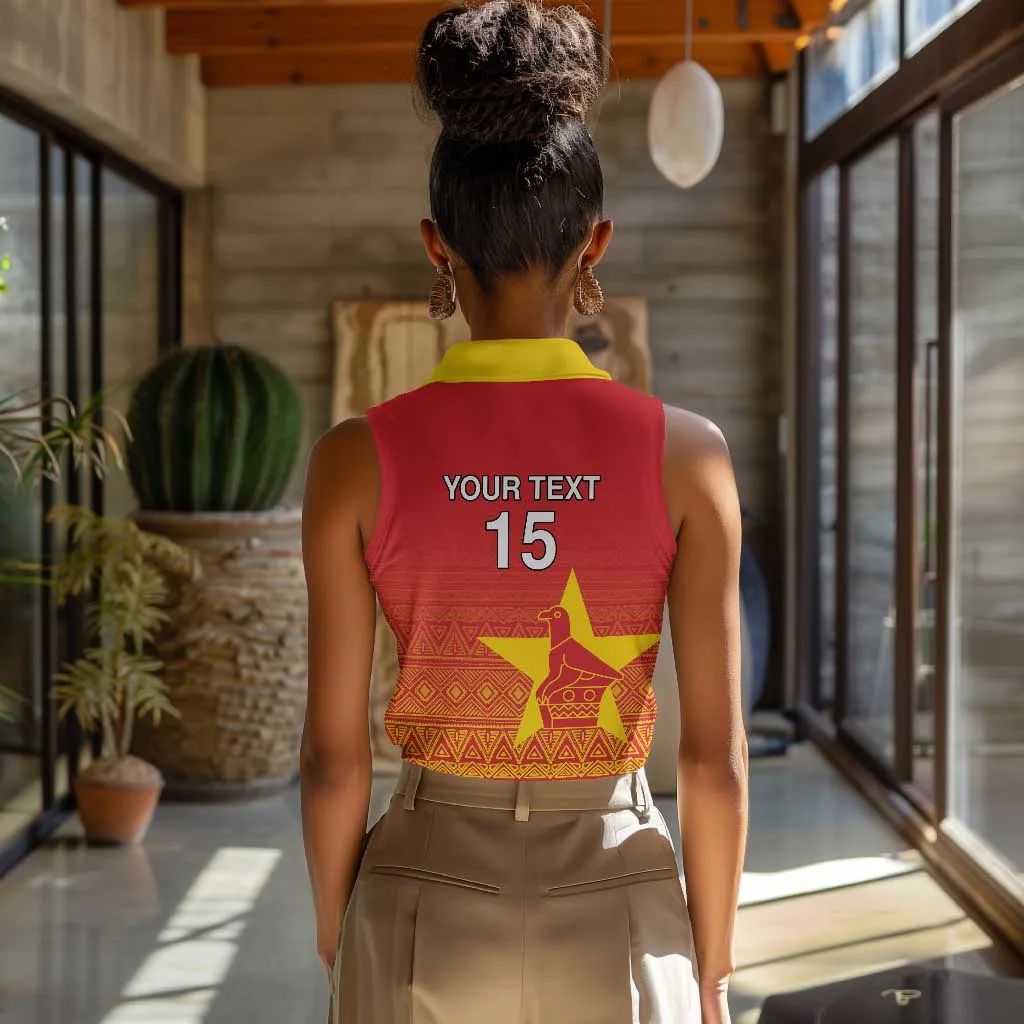 Custom Zimbabwe Cricket Women Sleeveless Polo Shirt Go Champions LT15