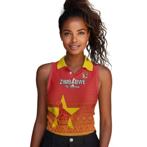 Custom Zimbabwe Cricket Women Sleeveless Polo Shirt Go Champions LT15