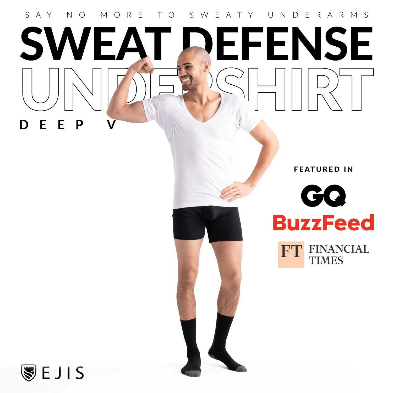 Deep V Micro Modal Sweat Proof Undershirt For Men - Black 6-Pack