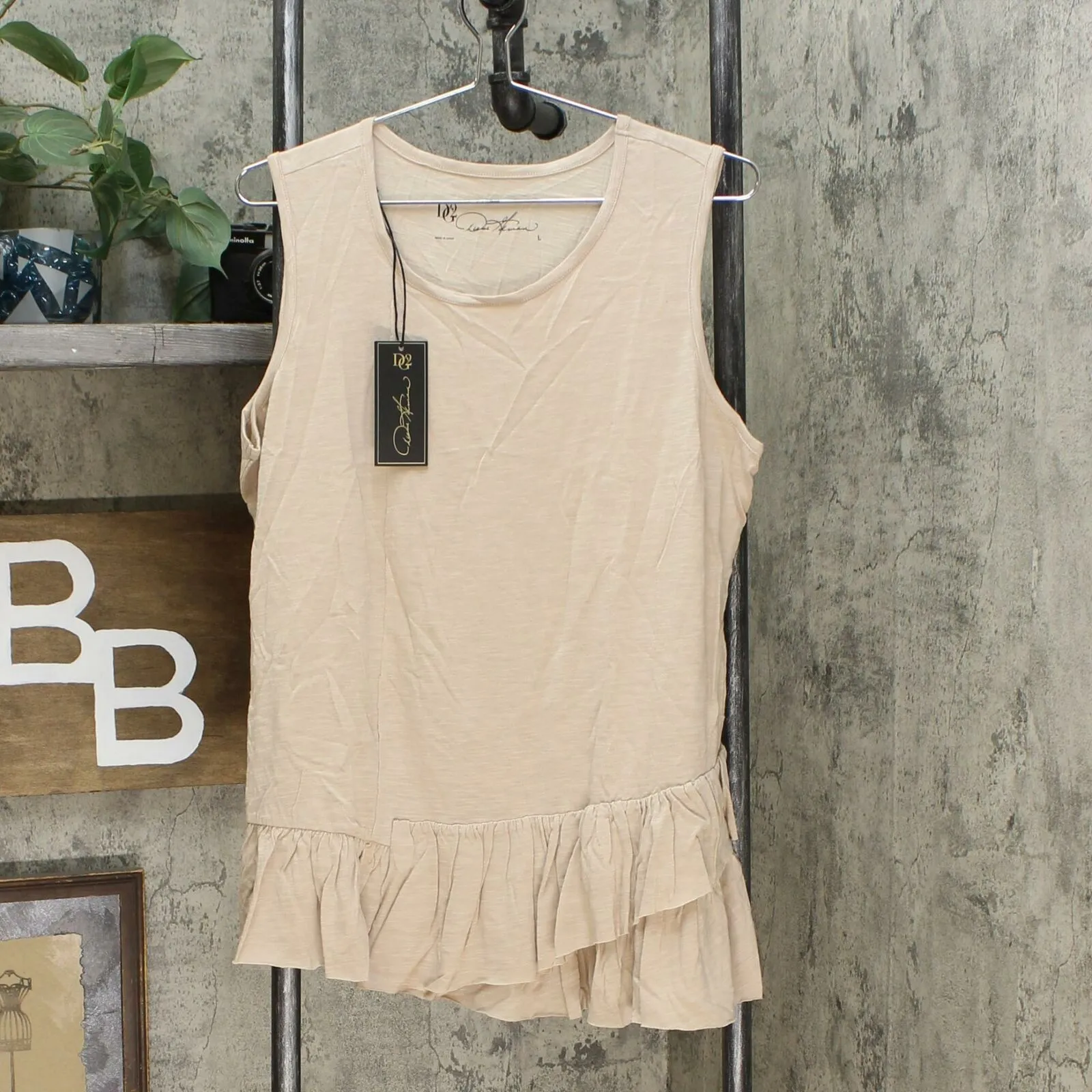 DG2 by Diane Gilman Women's Asymmetric Ruffle Tank Top