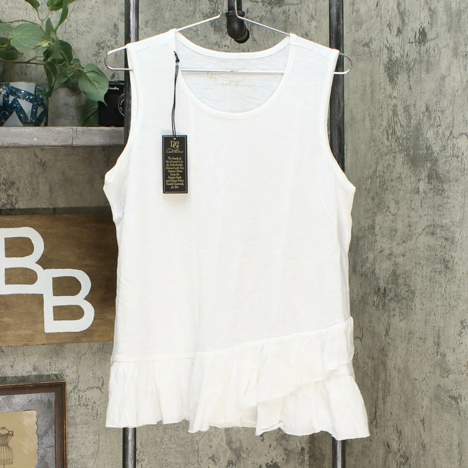 DG2 by Diane Gilman Women's Asymmetric Ruffle Tank Top