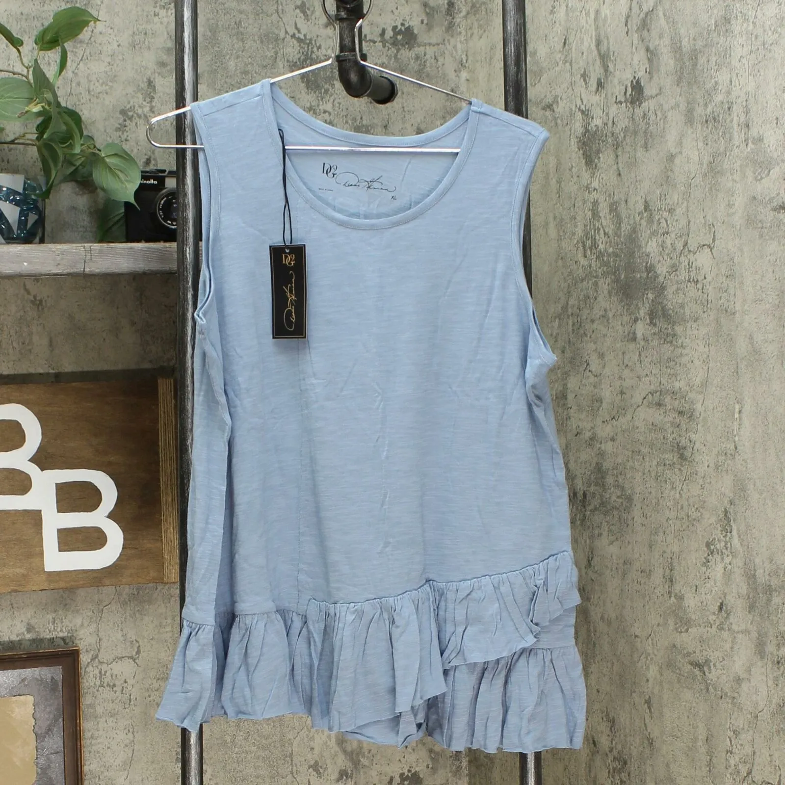 DG2 by Diane Gilman Women's Asymmetric Ruffle Tank Top