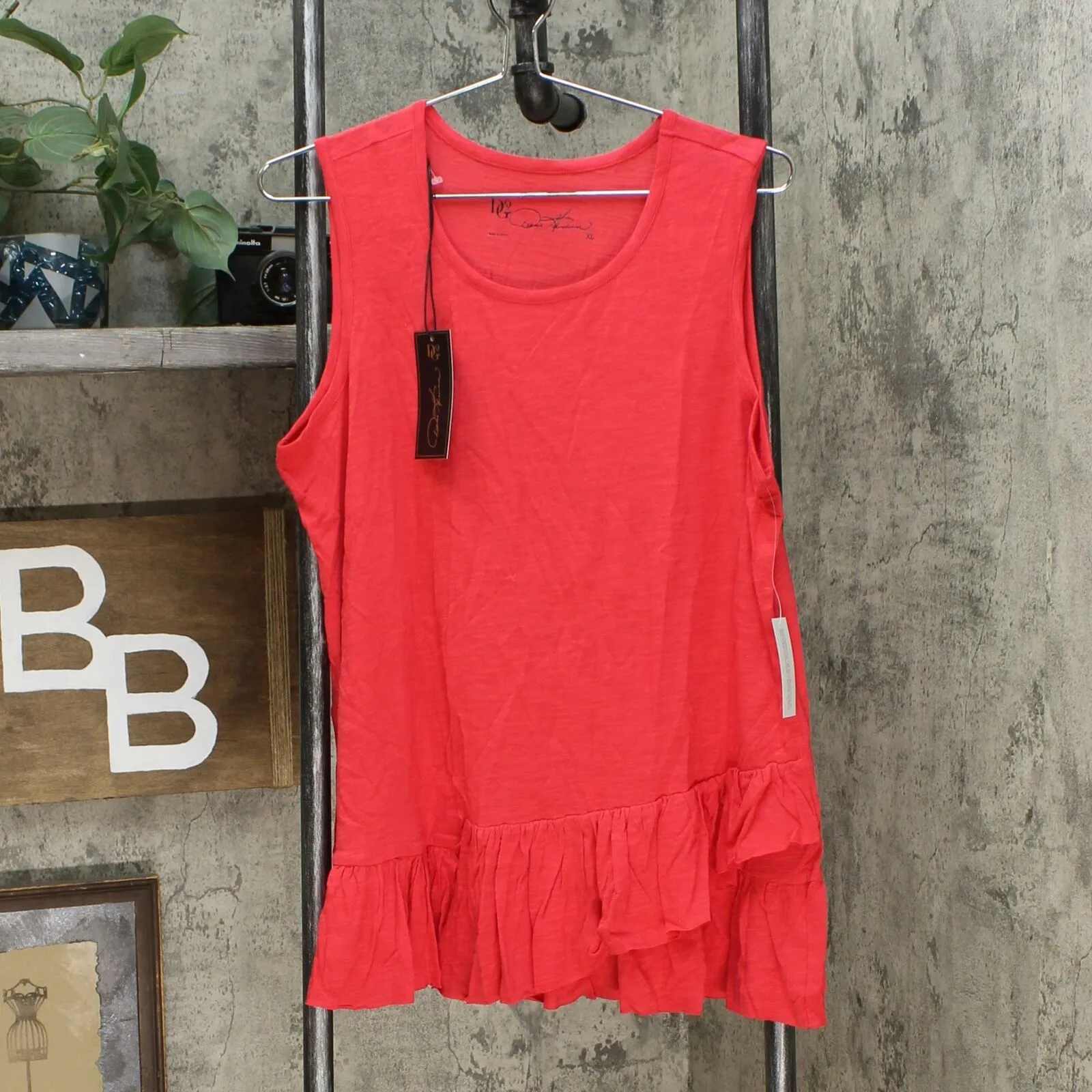 DG2 by Diane Gilman Women's Asymmetric Ruffle Tank Top