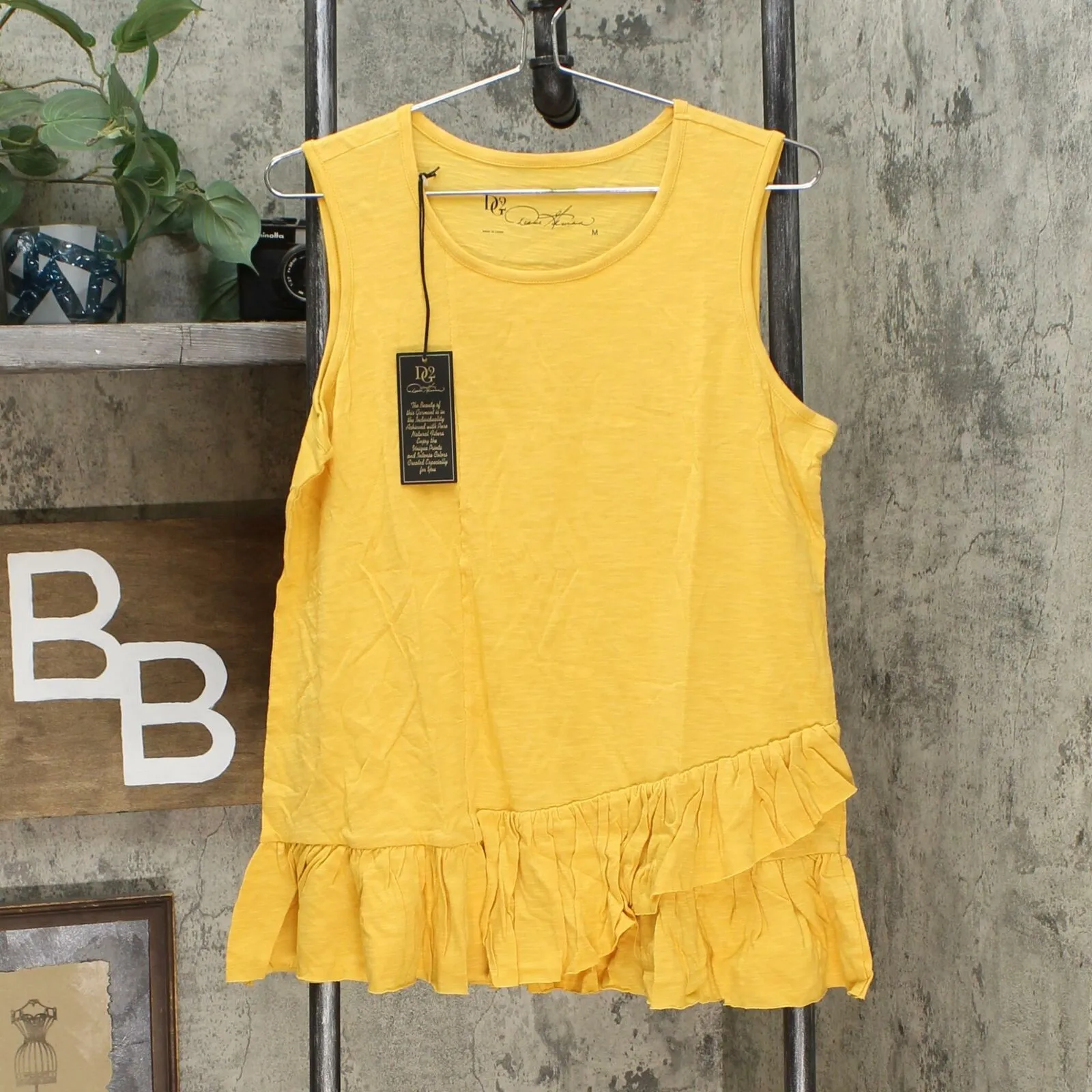 DG2 by Diane Gilman Women's Asymmetric Ruffle Tank Top