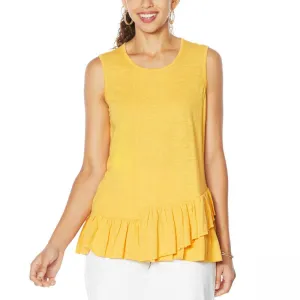 DG2 by Diane Gilman Women's Asymmetric Ruffle Tank Top