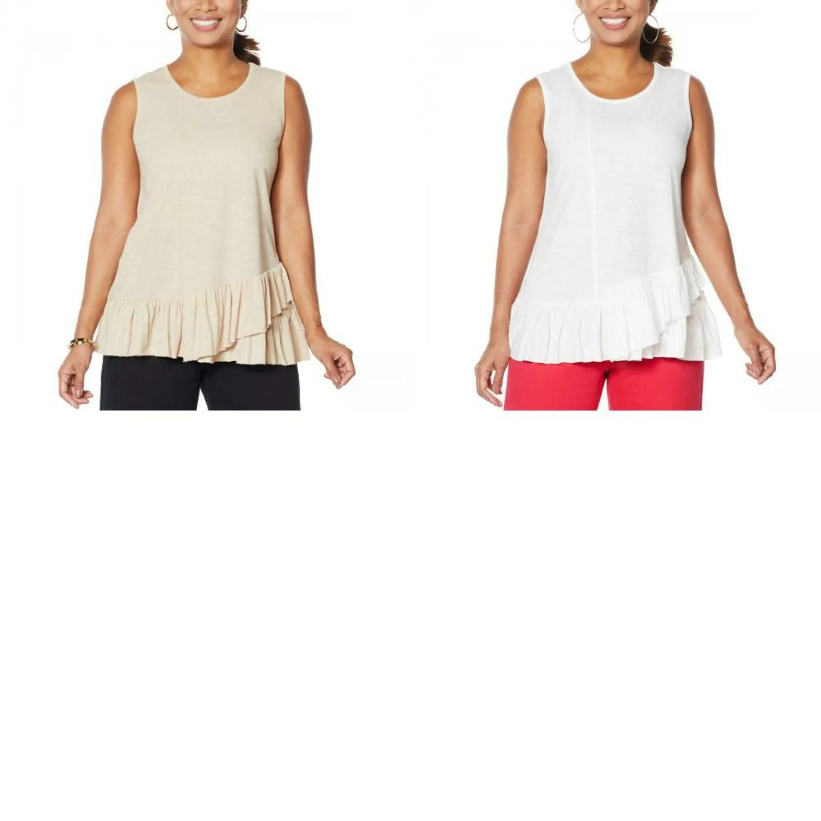 DG2 by Diane Gilman Women's Asymmetric Ruffle Tank Top
