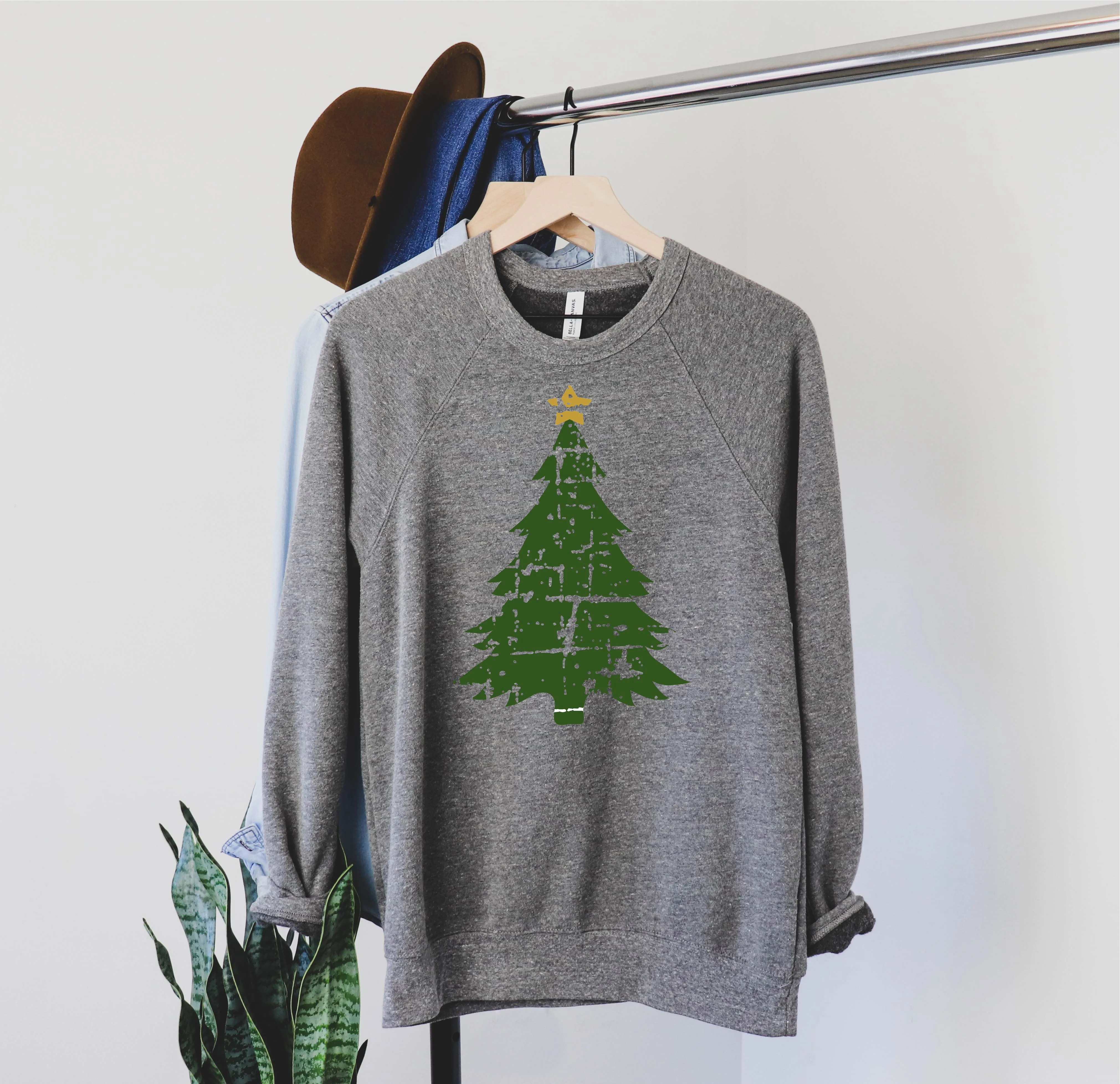 Distressed Christmas Tree Sweatshirt | Unisex Sweatshirt