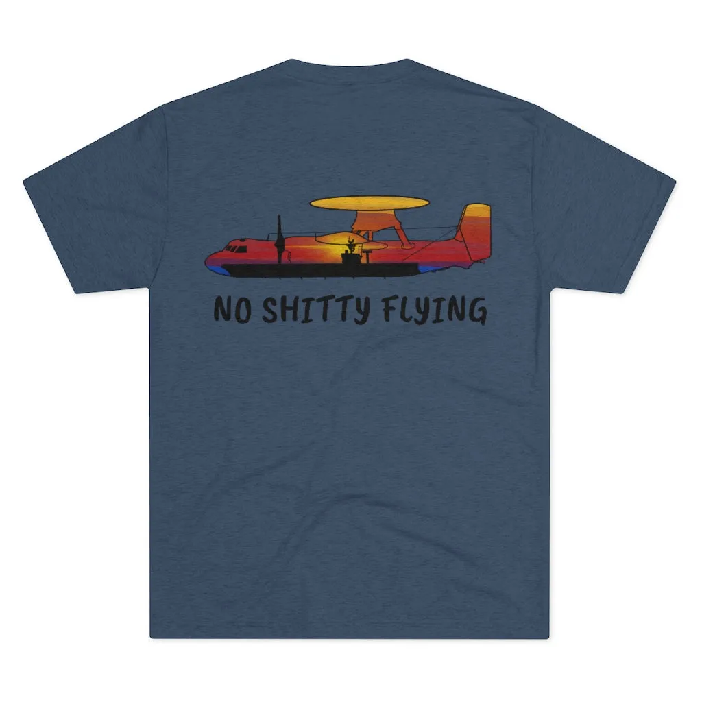 E-2 Sunset Theme - "No Shitty Flying" Men's Tri-Blend Crew Tee