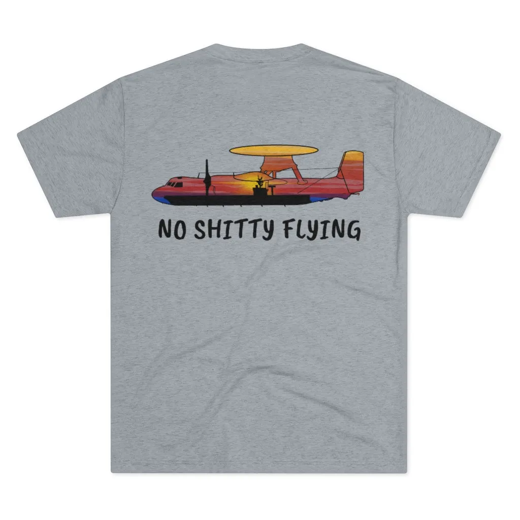 E-2 Sunset Theme - "No Shitty Flying" Men's Tri-Blend Crew Tee