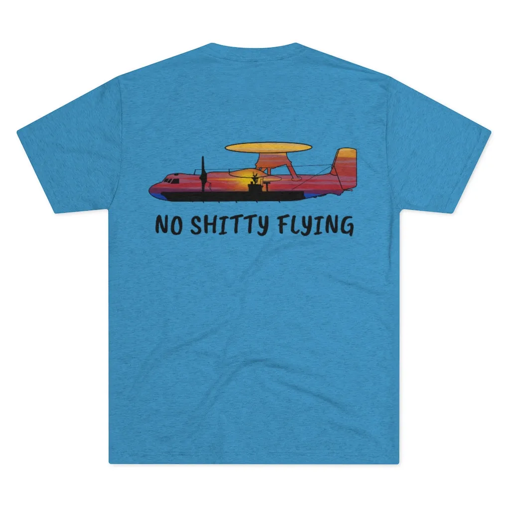 E-2 Sunset Theme - "No Shitty Flying" Men's Tri-Blend Crew Tee