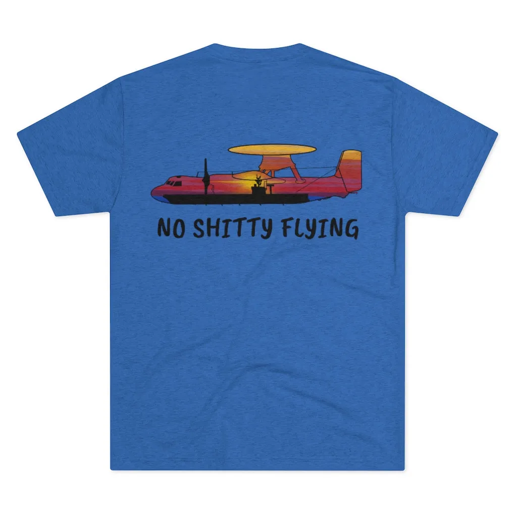 E-2 Sunset Theme - "No Shitty Flying" Men's Tri-Blend Crew Tee