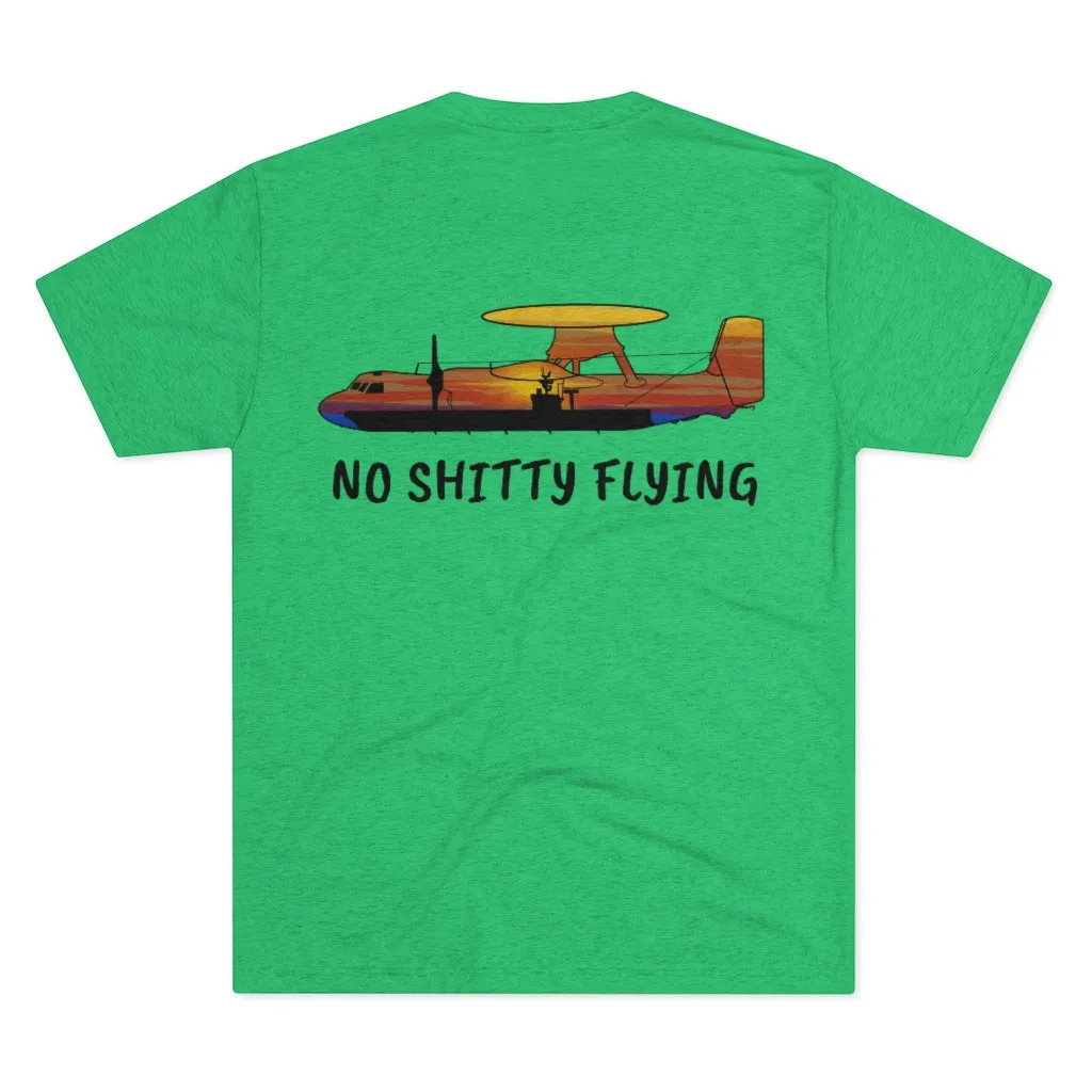 E-2 Sunset Theme - "No Shitty Flying" Men's Tri-Blend Crew Tee