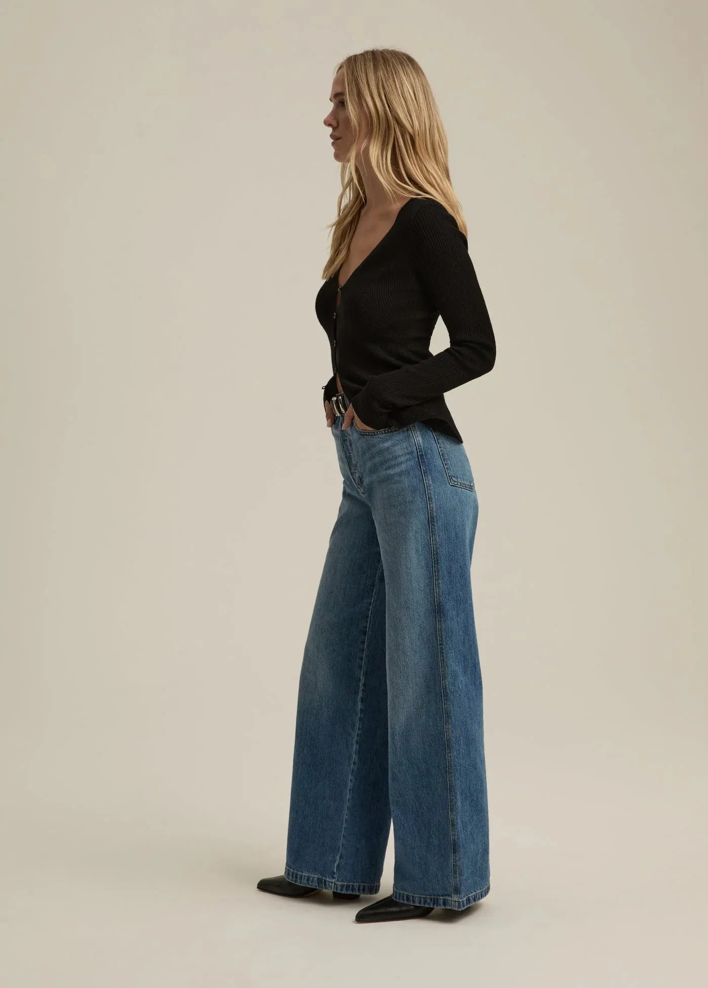 Favorite Daughter Masha Super High Rise Denim Long Beach