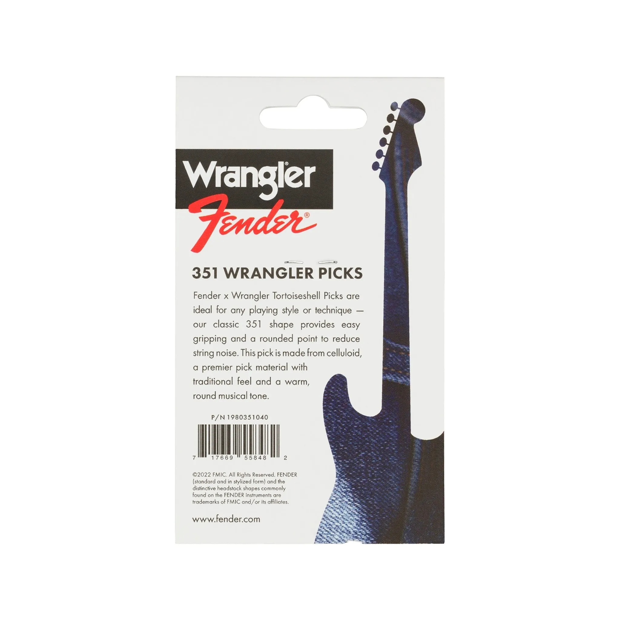 Fender X Wrangler Celluloid Guitar Picks, Medium, 8-Pack