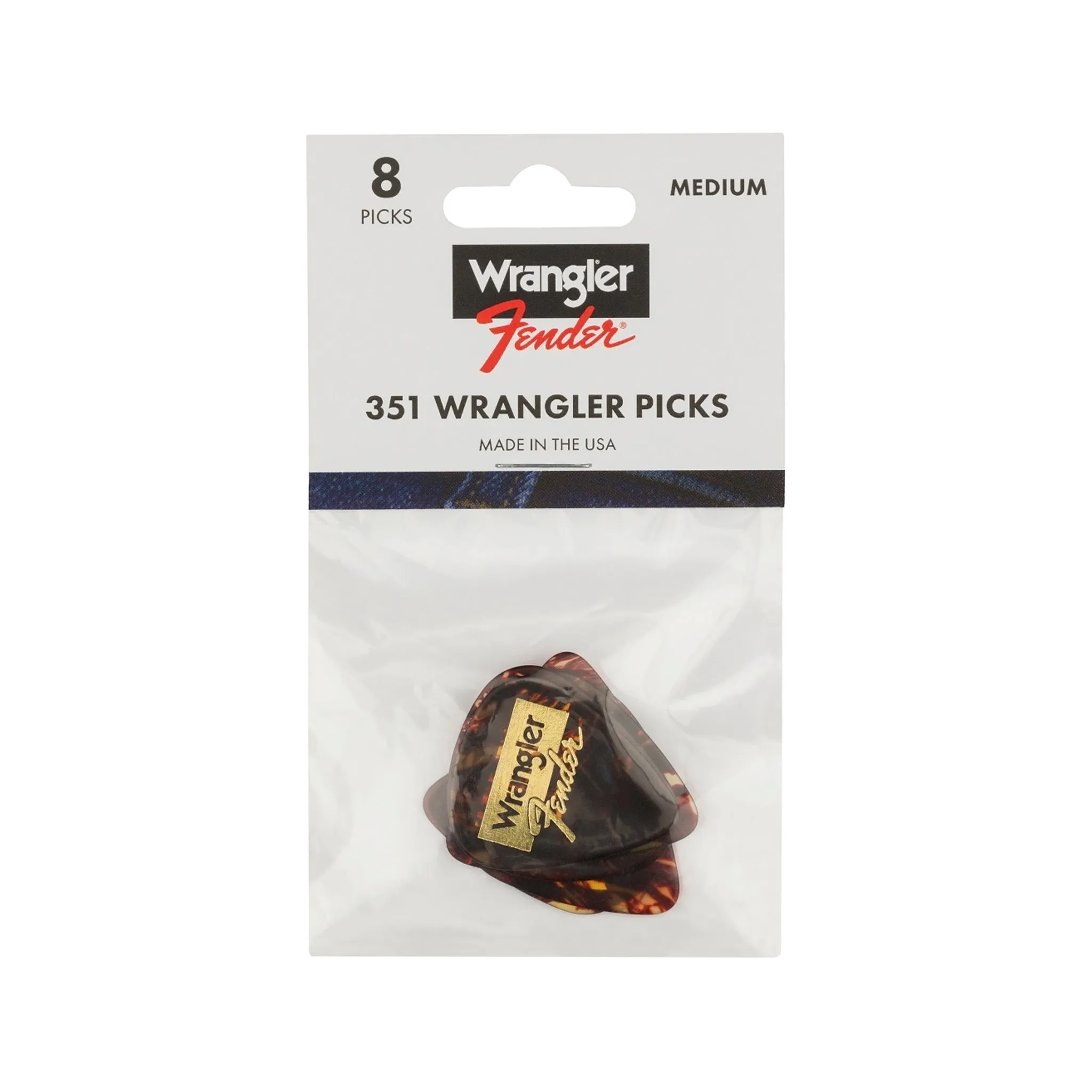 Fender X Wrangler Celluloid Guitar Picks, Medium, 8-Pack