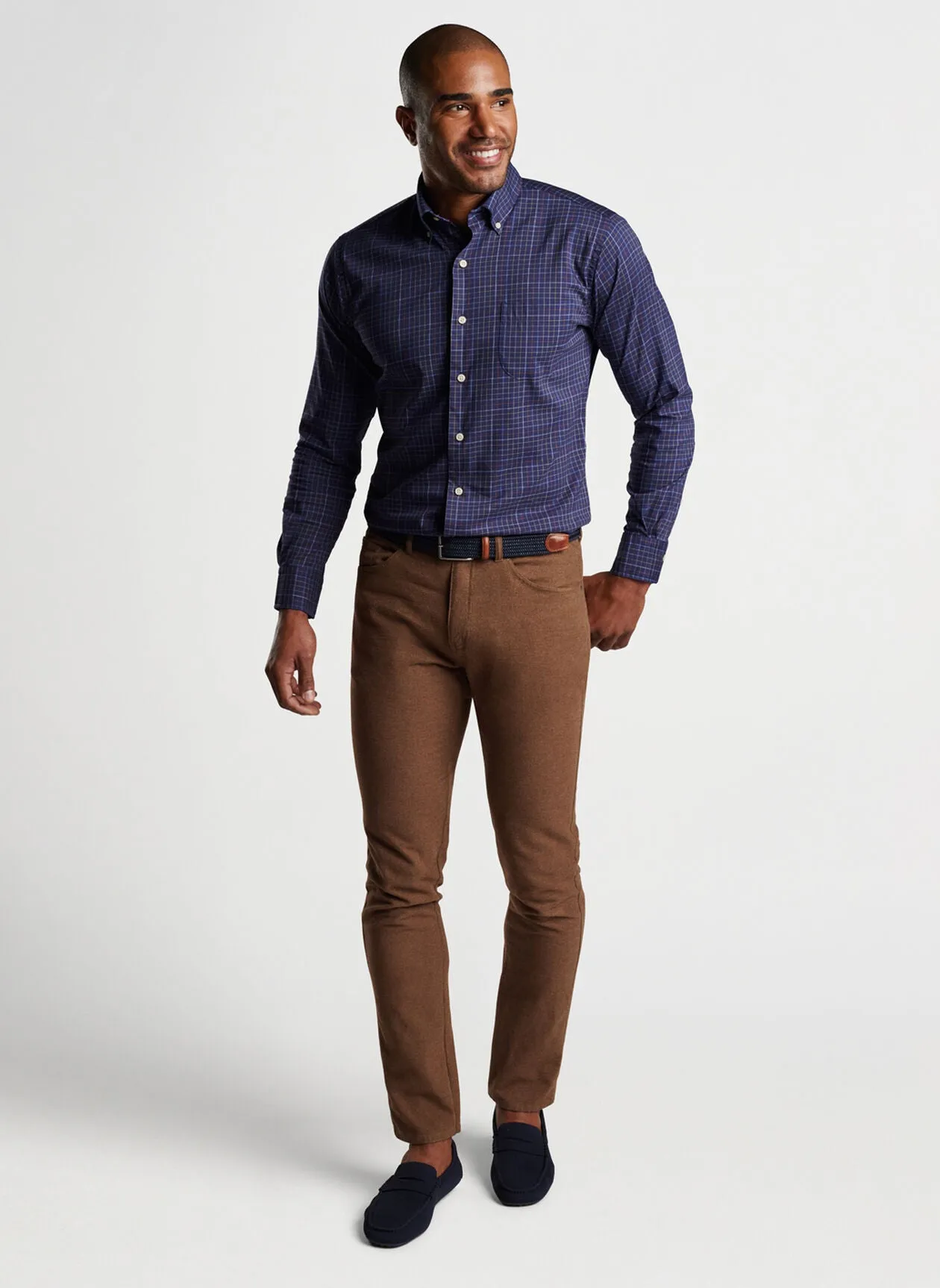 Fenton Cotton-Stretch Sport Shirt (Navy)