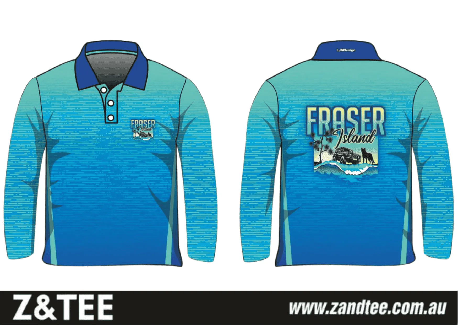 Fraser Island | Fraser Island (K'gari) Beach Wave Blue Fishing Shirt ★Pre-Order★