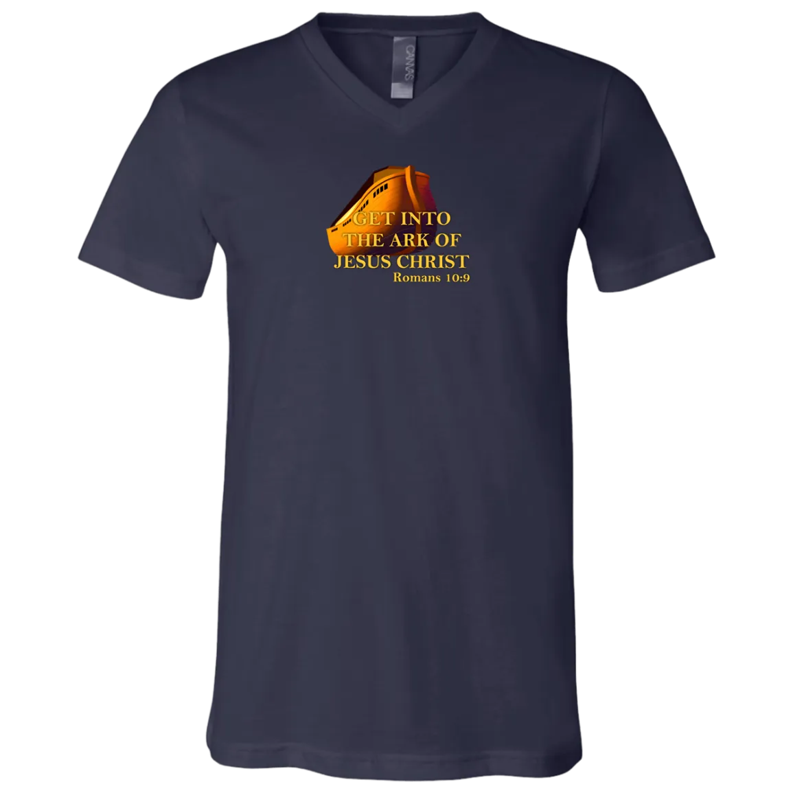 Get Into the Ark of Jesus Christ Men Unisex Jersey S V Neck Tee