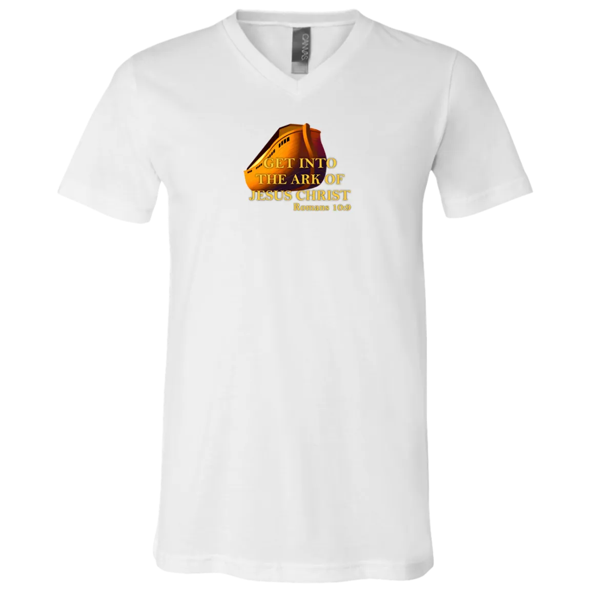 Get Into the Ark of Jesus Christ Men Unisex Jersey S V Neck Tee