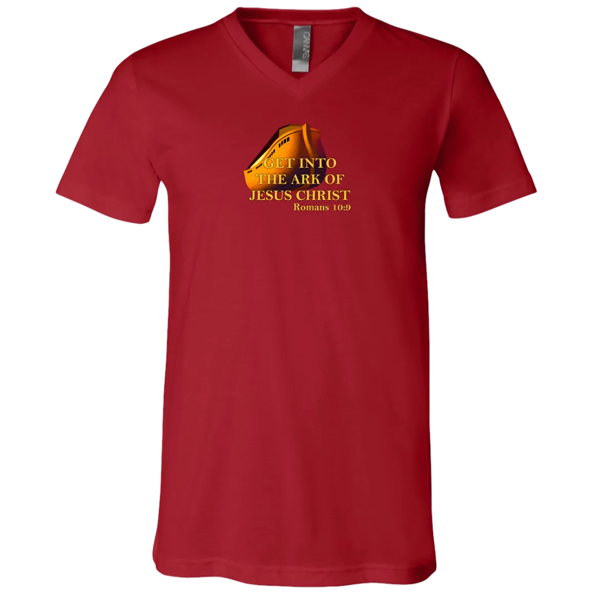 Get Into the Ark of Jesus Christ Men Unisex Jersey S V Neck Tee