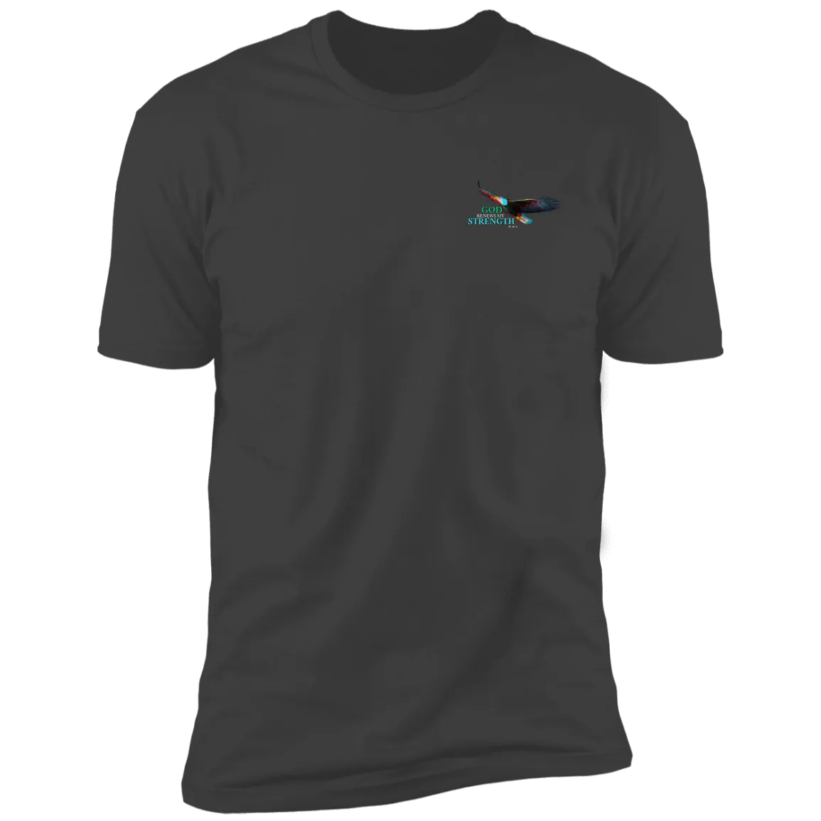 God Renews My Strength Men’s Premium Short Sleeve T-Shirt (Back Design)