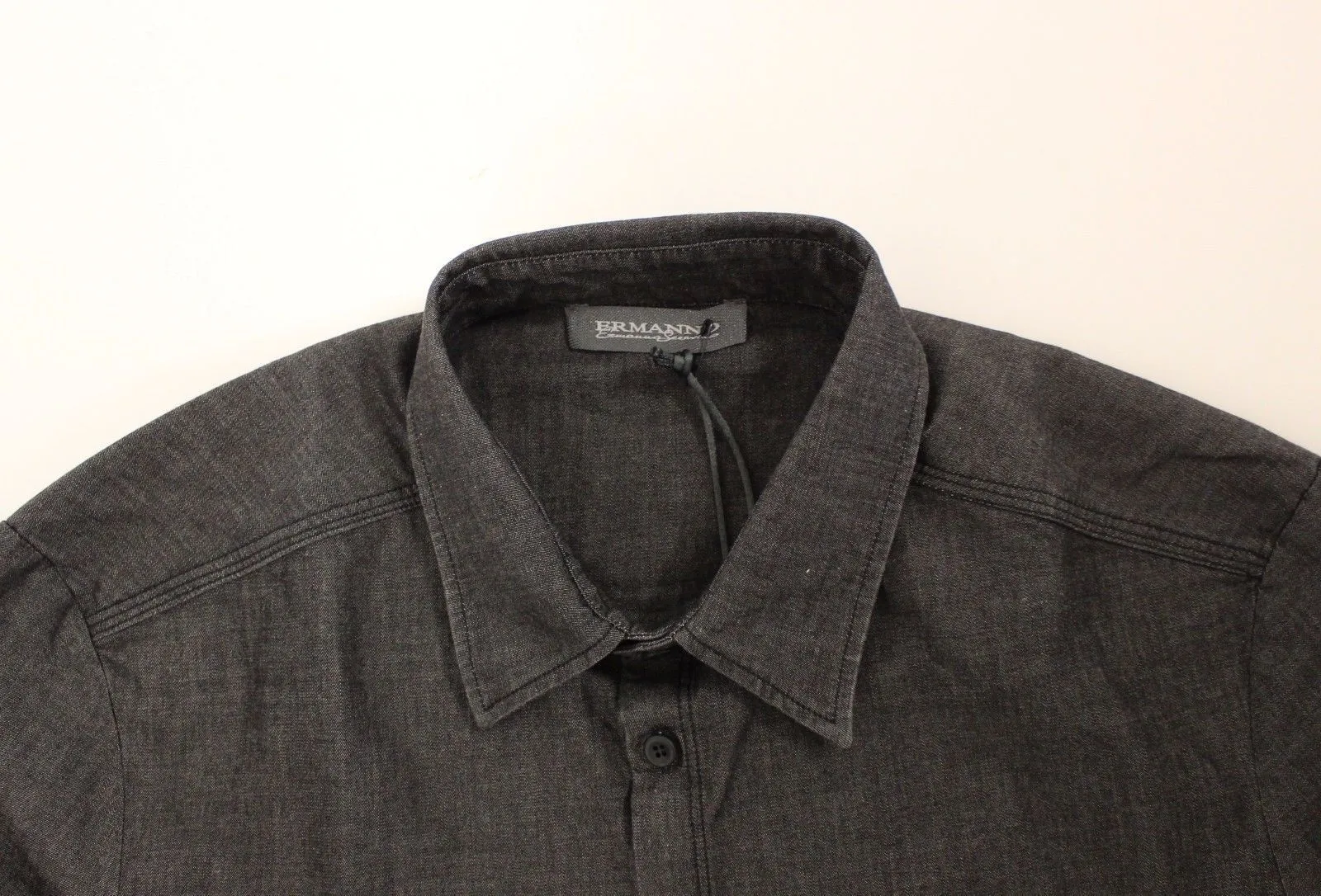 Gray Stretch Denim Jeans Cotton Casual Shirt