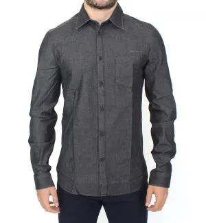 Gray Stretch Denim Jeans Cotton Casual Shirt